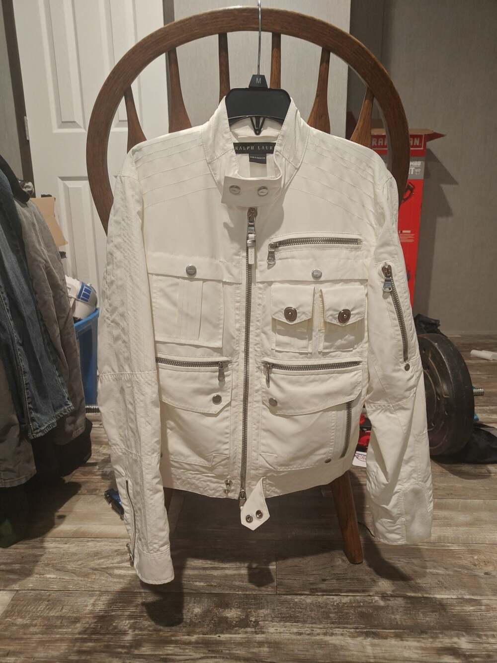 Ralph Lauren Women's White Moto Biker Utility Jacket